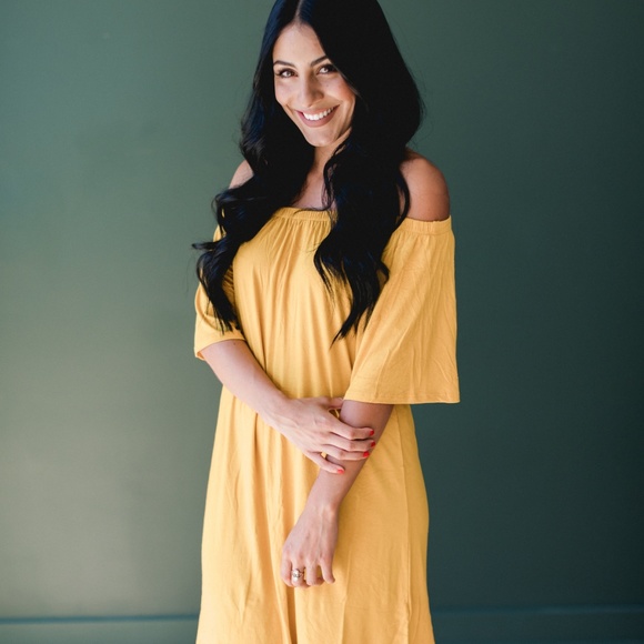 Yellow Off Shoulder Dress - Picture 2 of 3
